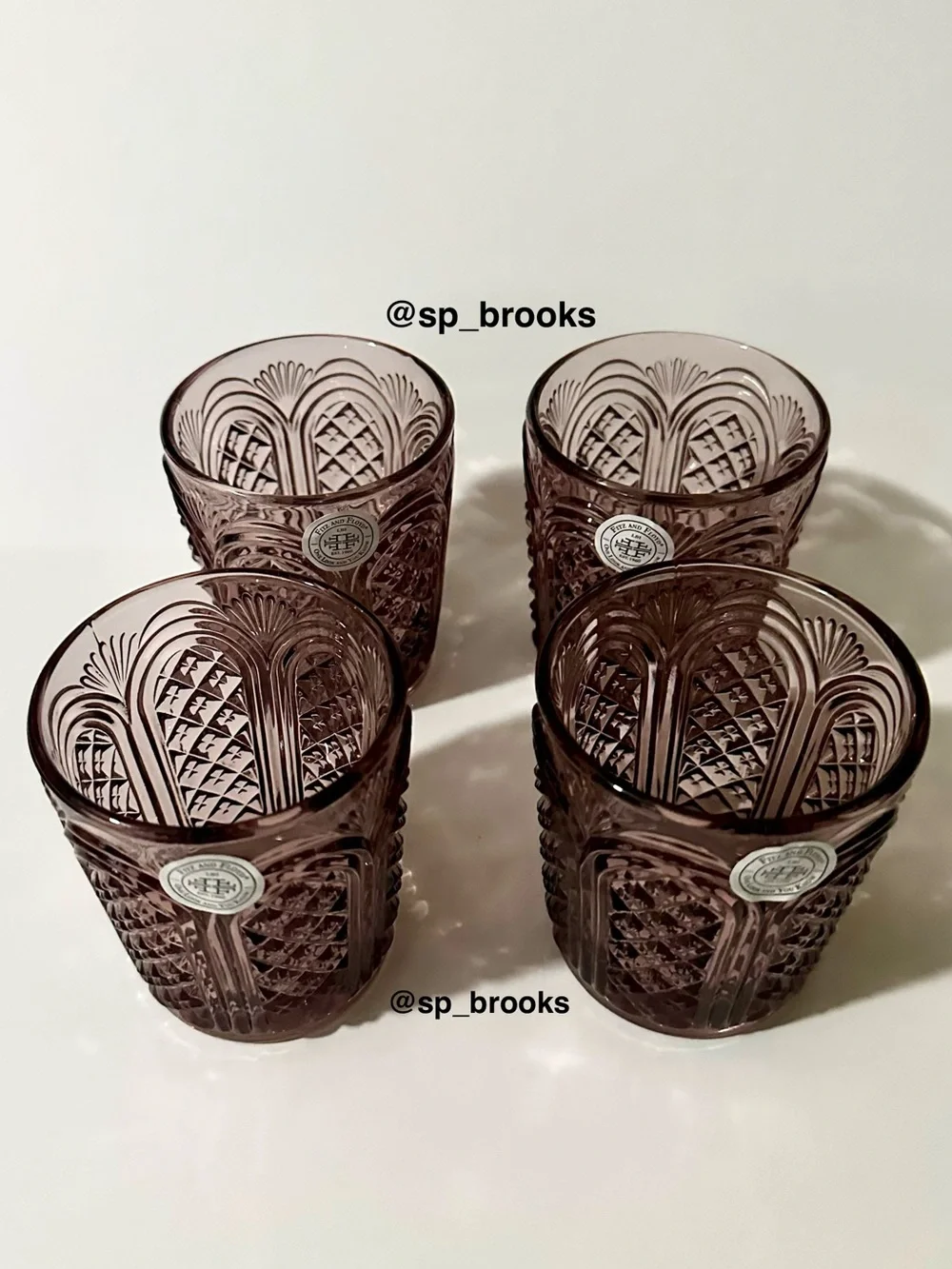 🎁4PC Fitz and Floyd Glass Tumbler - 11 oz. Sicily Lilac Tumbler